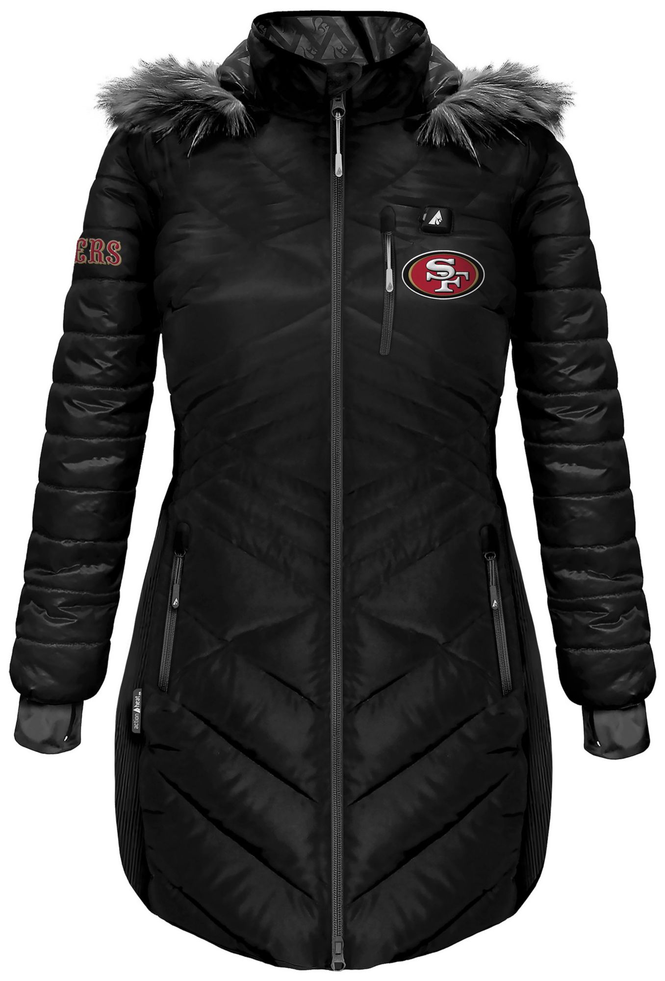 ActionHeat Women's San Francisco 49ers Black 5V Battery Heated Puffer Jacket product image