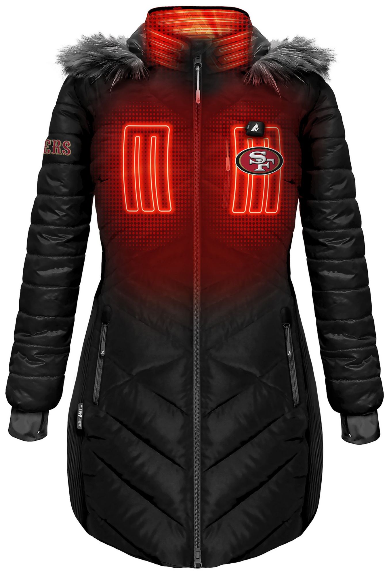 ActionHeat Women's San Francisco 49ers Black 5V Battery Heated Puffer Jacket product image