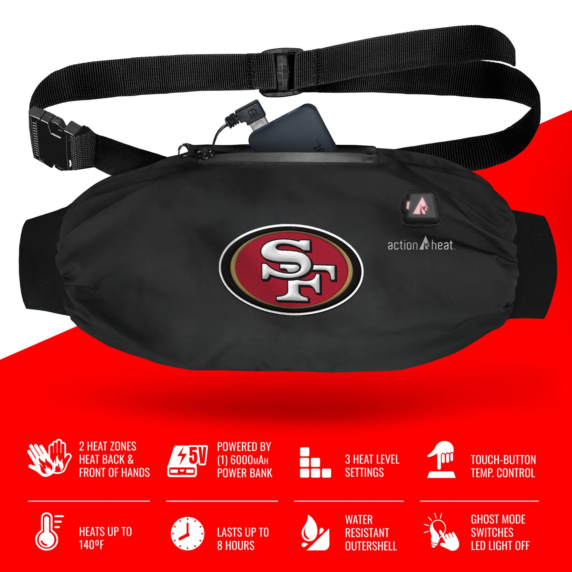 ActionHeat San Francisco 49ers 5V Battery Heated Hand Muff Warmer product image