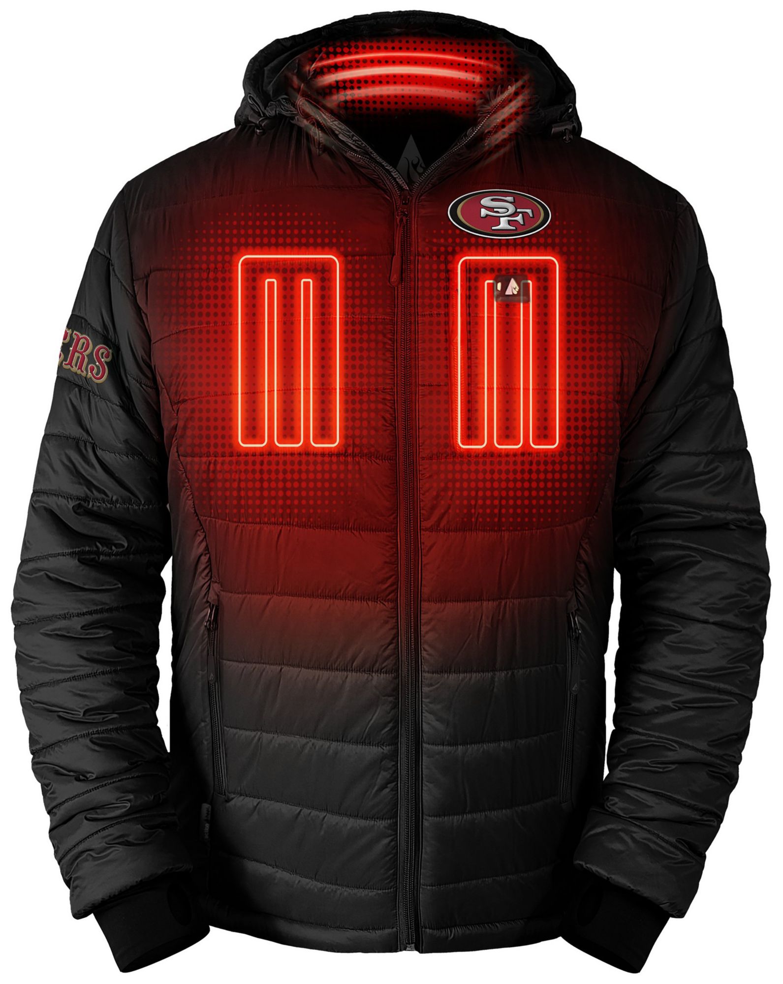 ActionHeat Men's San Francisco 49ers Black 5V Battery Heated Puffer Jacket product image