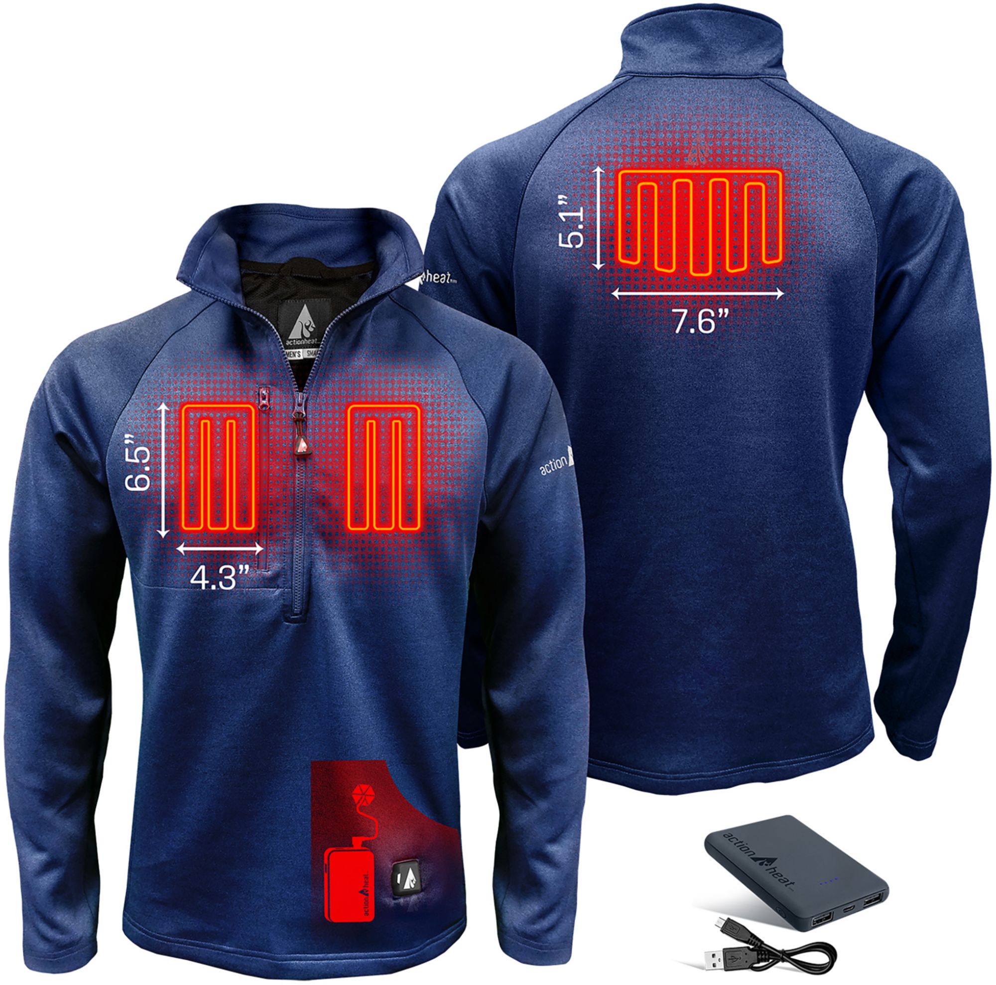 ActionHeat Mens 5V Battery Heated Half Zip Sweatshirt product image