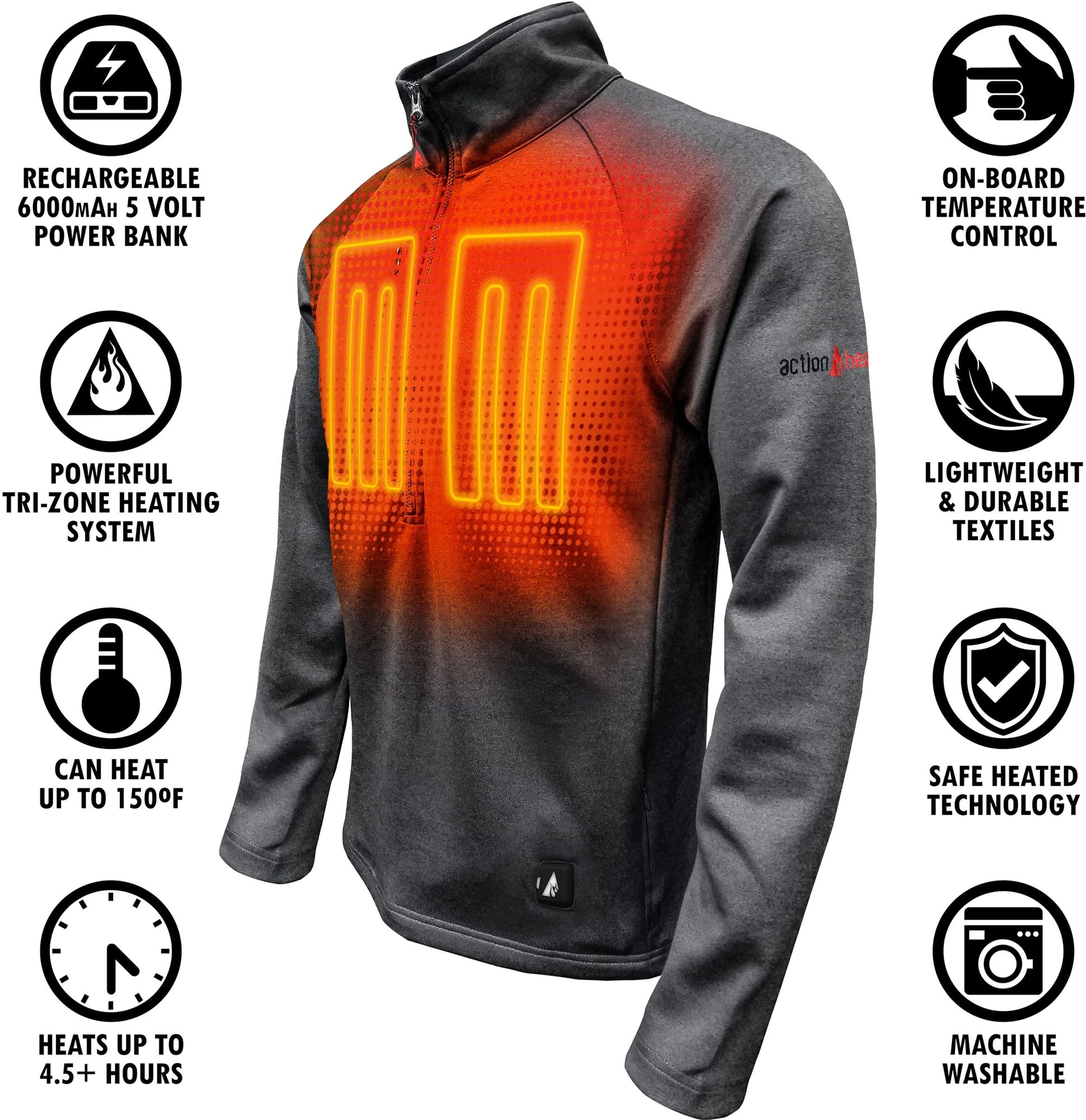 ActionHeat Mens 5V Battery Heated Half Zip Sweatshirt product image