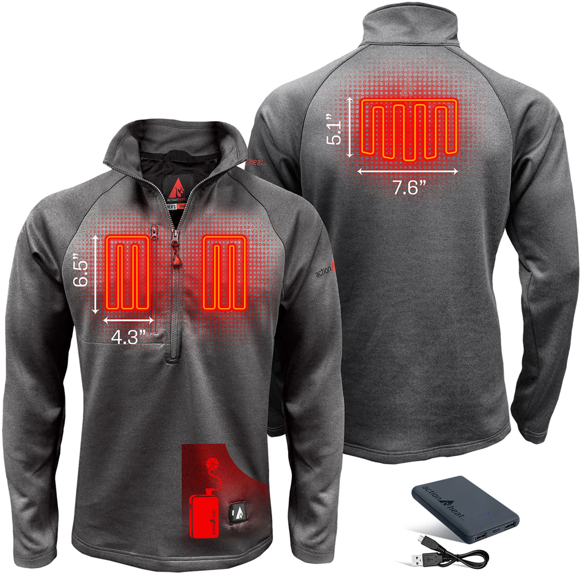 ActionHeat Mens 5V Battery Heated Half Zip Sweatshirt product image