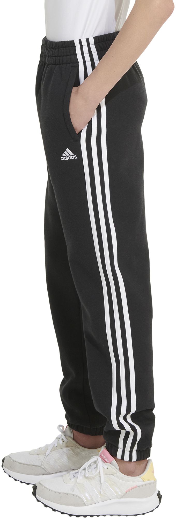 adidas Girls' Elastic Waistband 3-Stripe Cotton Fleece Joggers product image