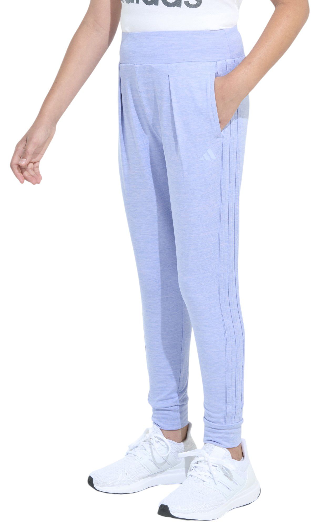 adidas Girls' 3-Stripe Cuffed Mélange Jogger product image