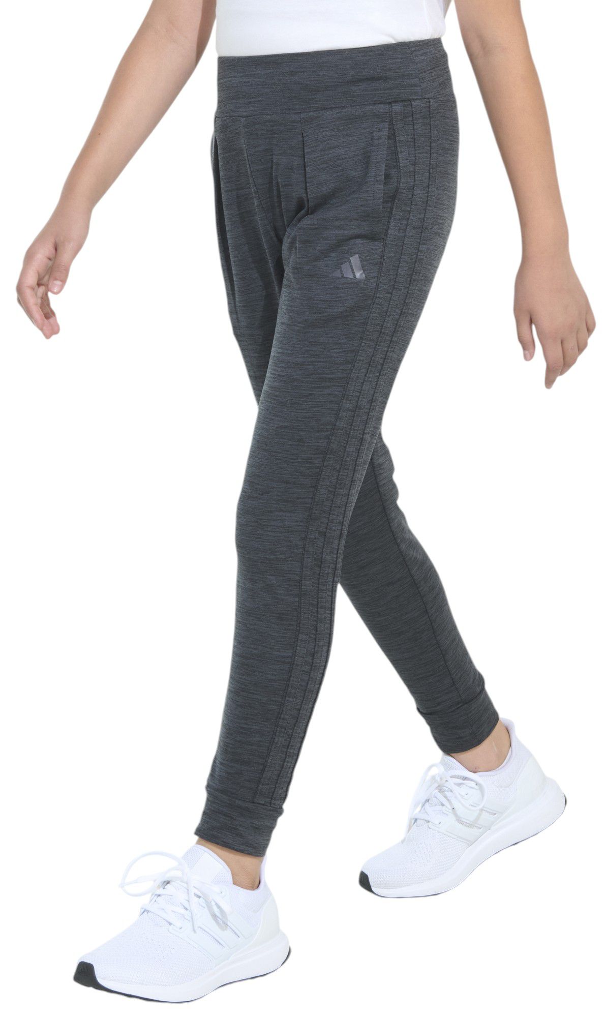 adidas Girls' 3-Stripe Cuffed Mélange Jogger product image
