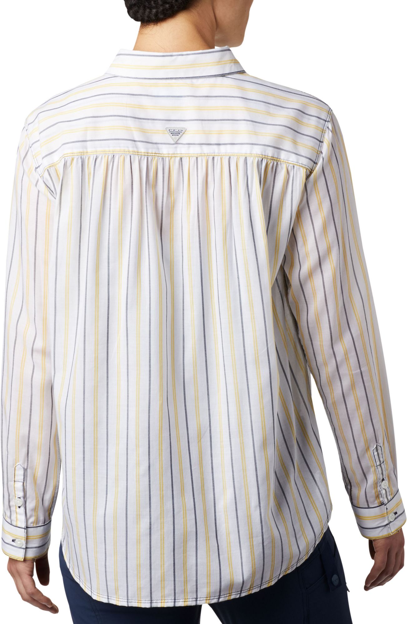 Columbia Women's Michigan Wolverines Sun Drifter Long Sleeve Button Down White Shirt product image