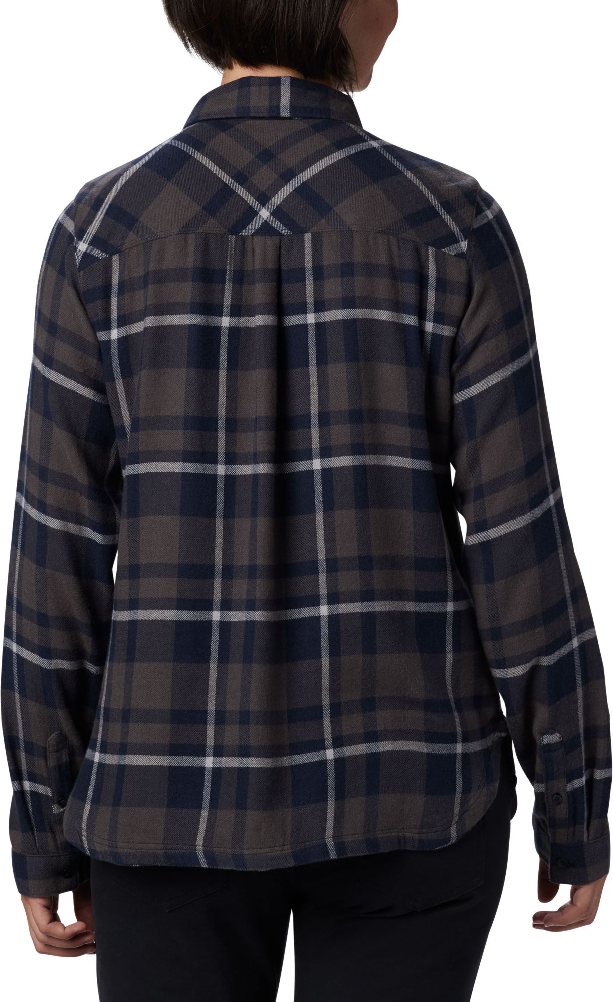 Columbia Women's West Virginia Mountaineers Blue Plaid Flare Gun Flannel Long Sleeve Button Down Shirt product image