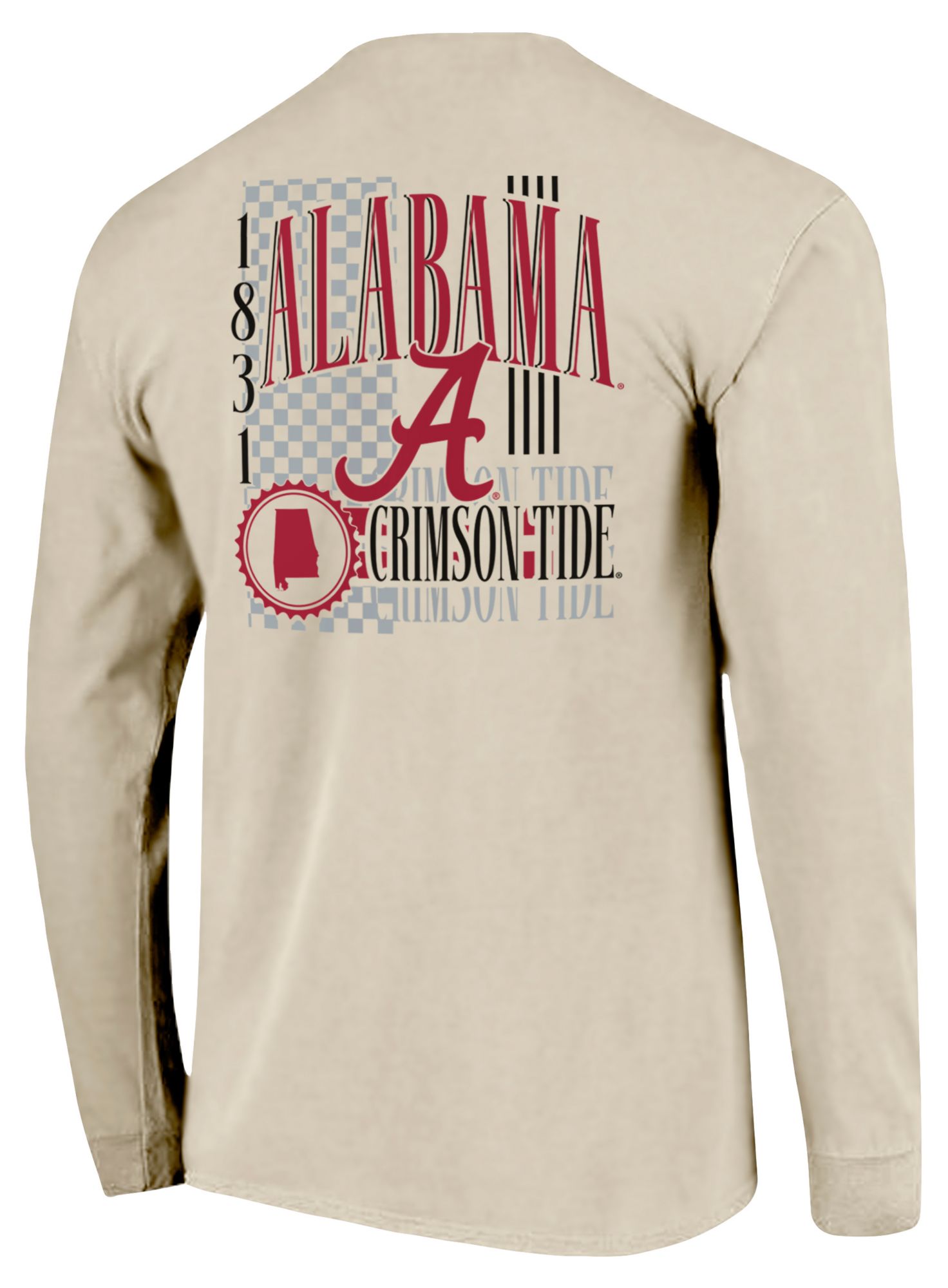 Image One Men's Alabama Crimson Tide Ivory IV 90s Print Long Sleeve T-Shirt product image