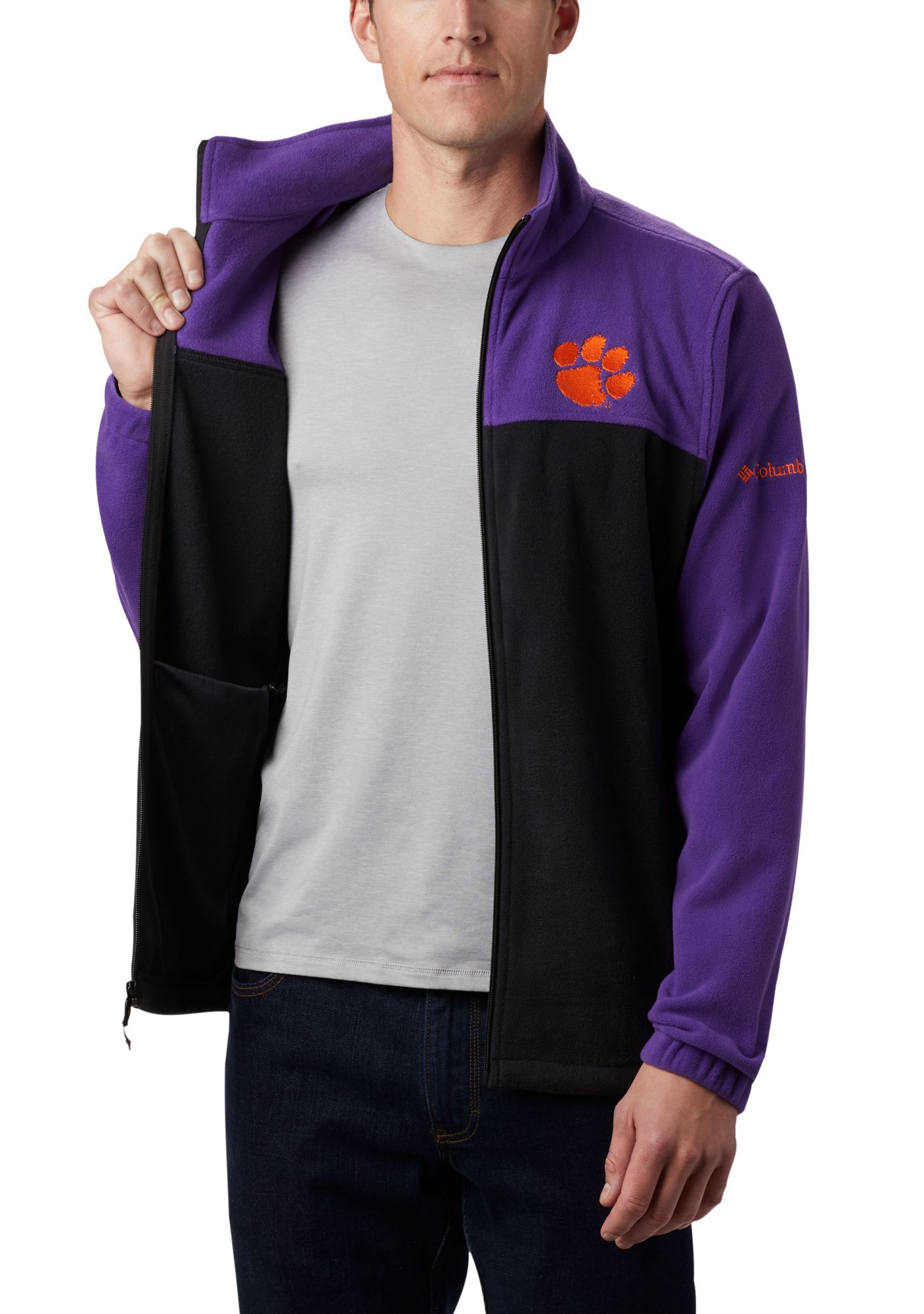 Columbia Men's Clemson Tigers Purple Flanker Full-Zip Fleece Jacket