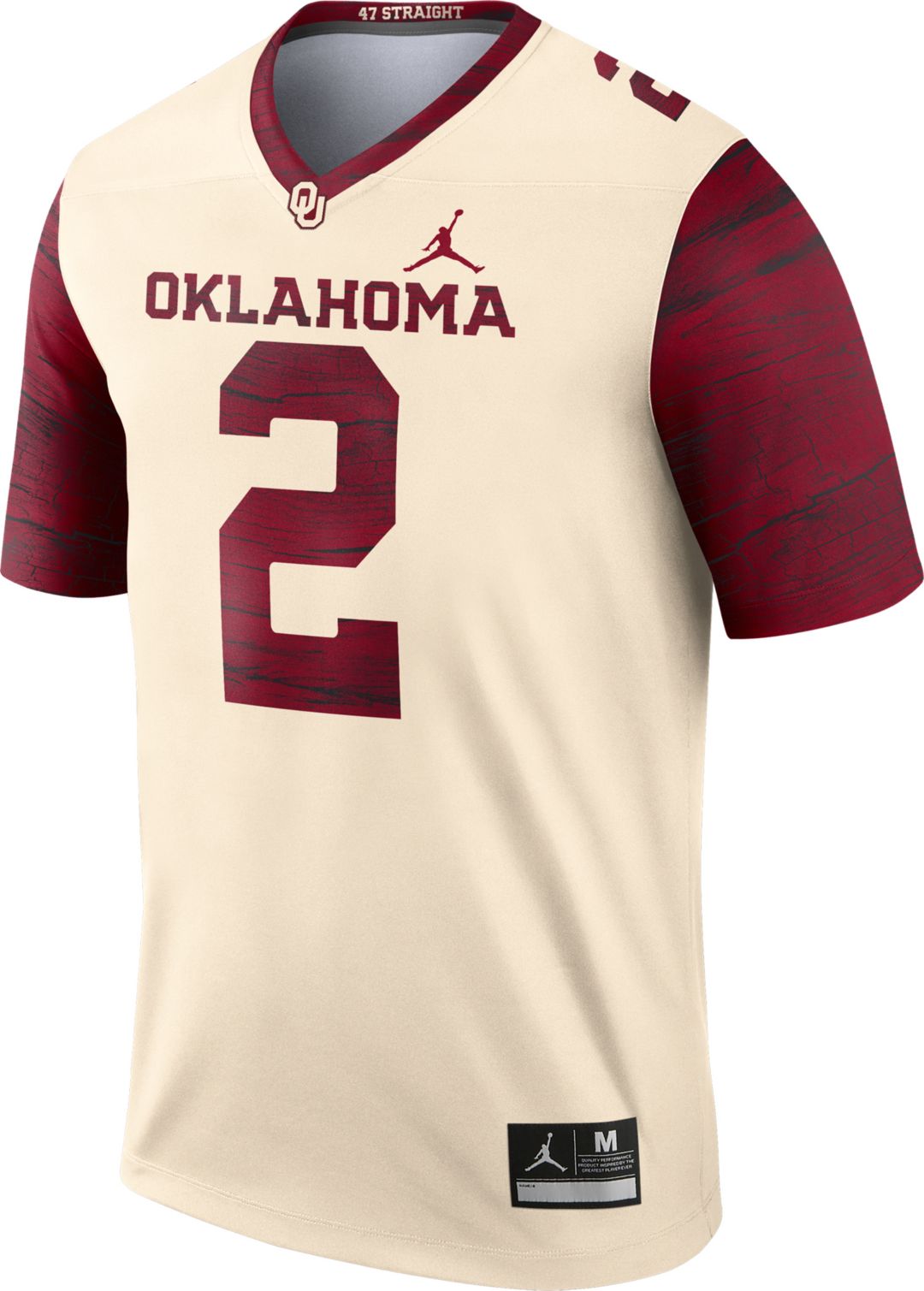 Jordan Mens Oklahoma Sooners 2 Cream Dri Fit Legend Football Jersey - 