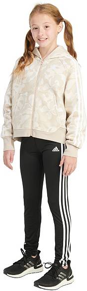 adidas Girls' Zip-Front Essential 3-Stripe Hooded Fleece Jacket product image