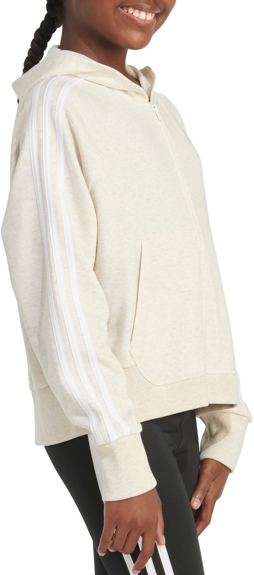 adidas Girls' 3-Stripe Hooded French Terry Sweatshirt product image