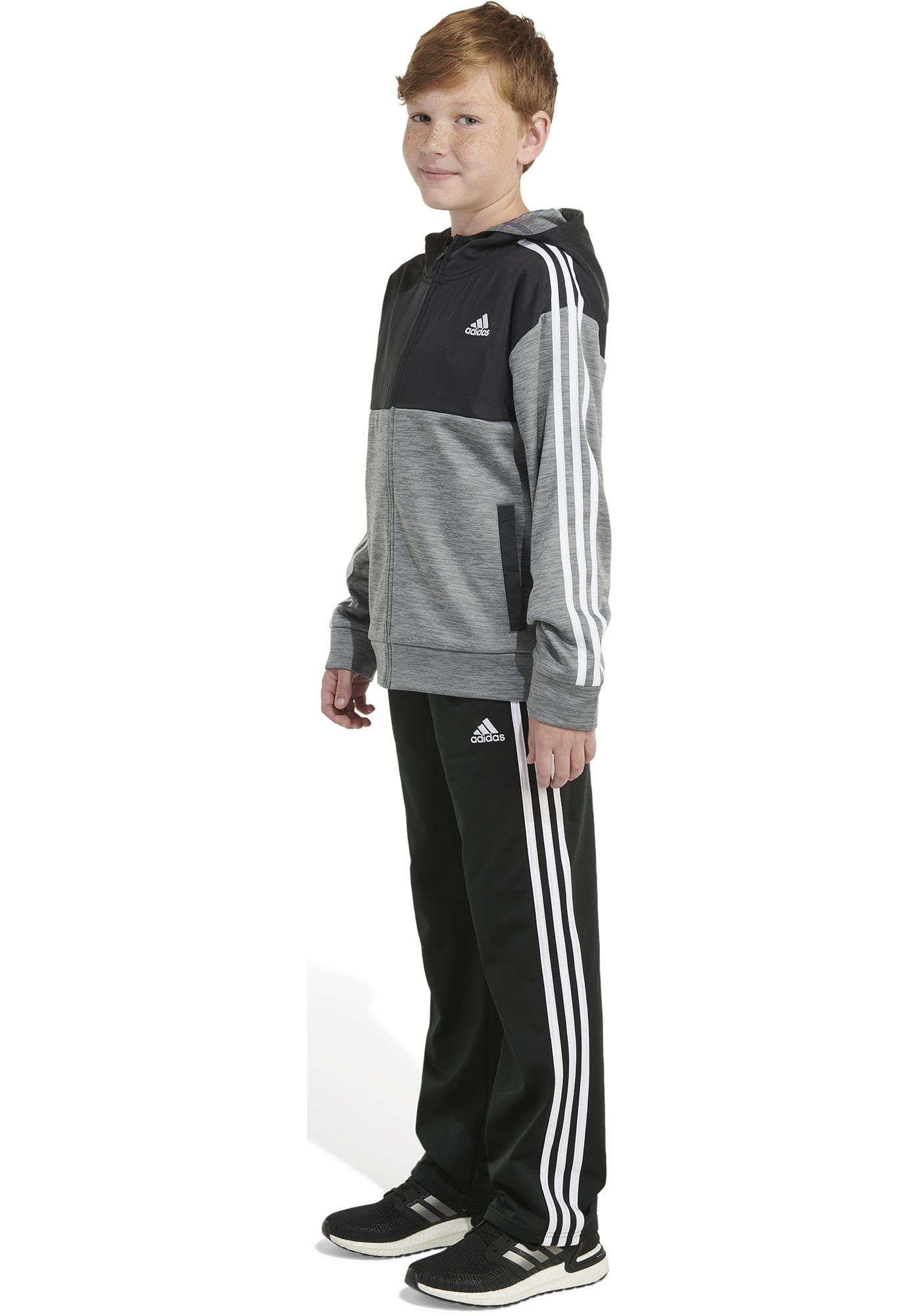 Boys grey adidas tracksuit on sale