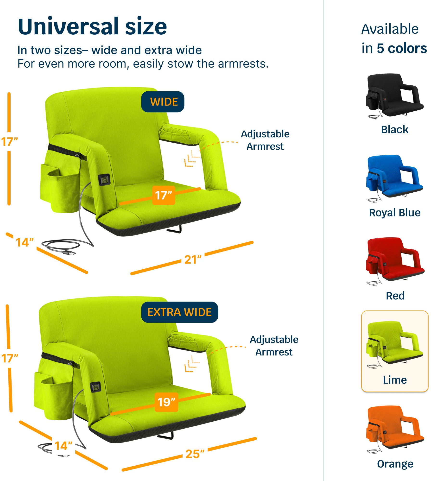 Alpcour 21" Heated Reclining Stadium Seat product image