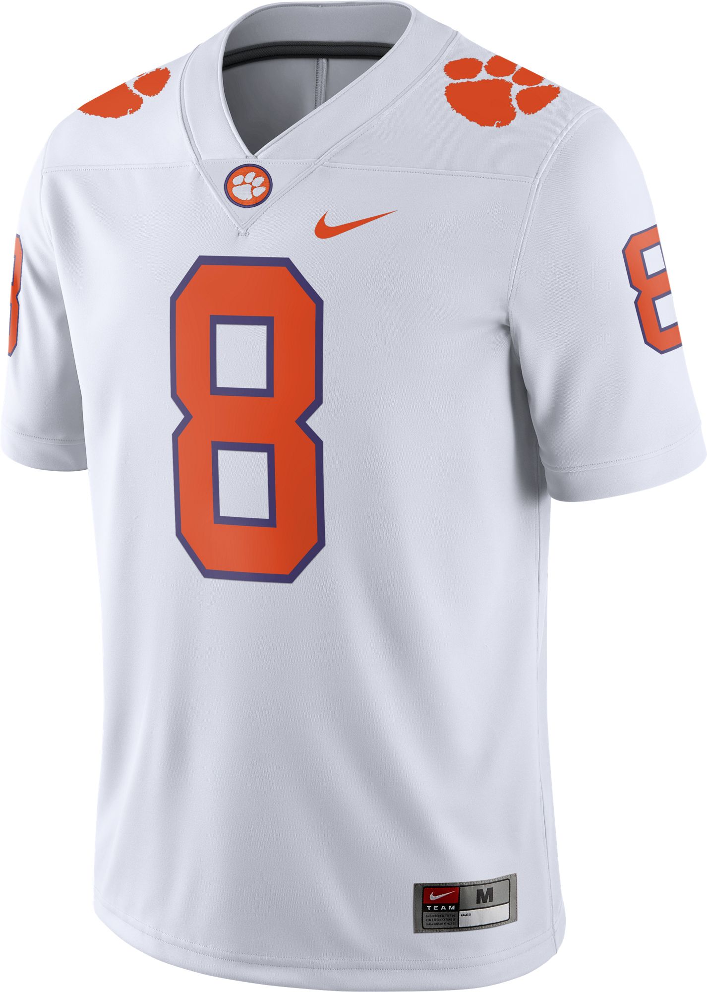 Nike Men's Clemson Tigers #8 White Dri-FIT Game Football Jersey