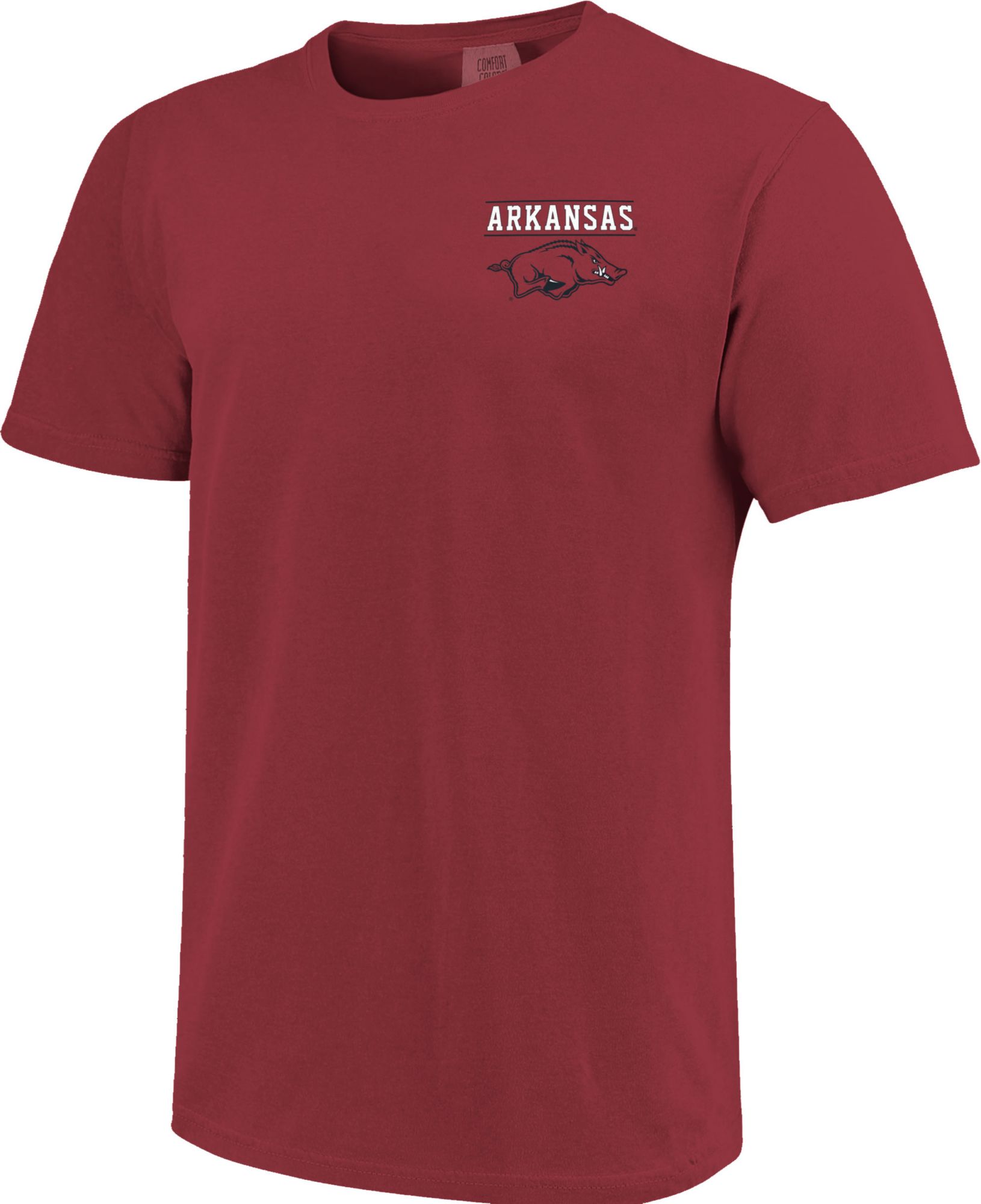 Image One Arkansas Razorbacks Cardinal Striped Stamp T-Shirt