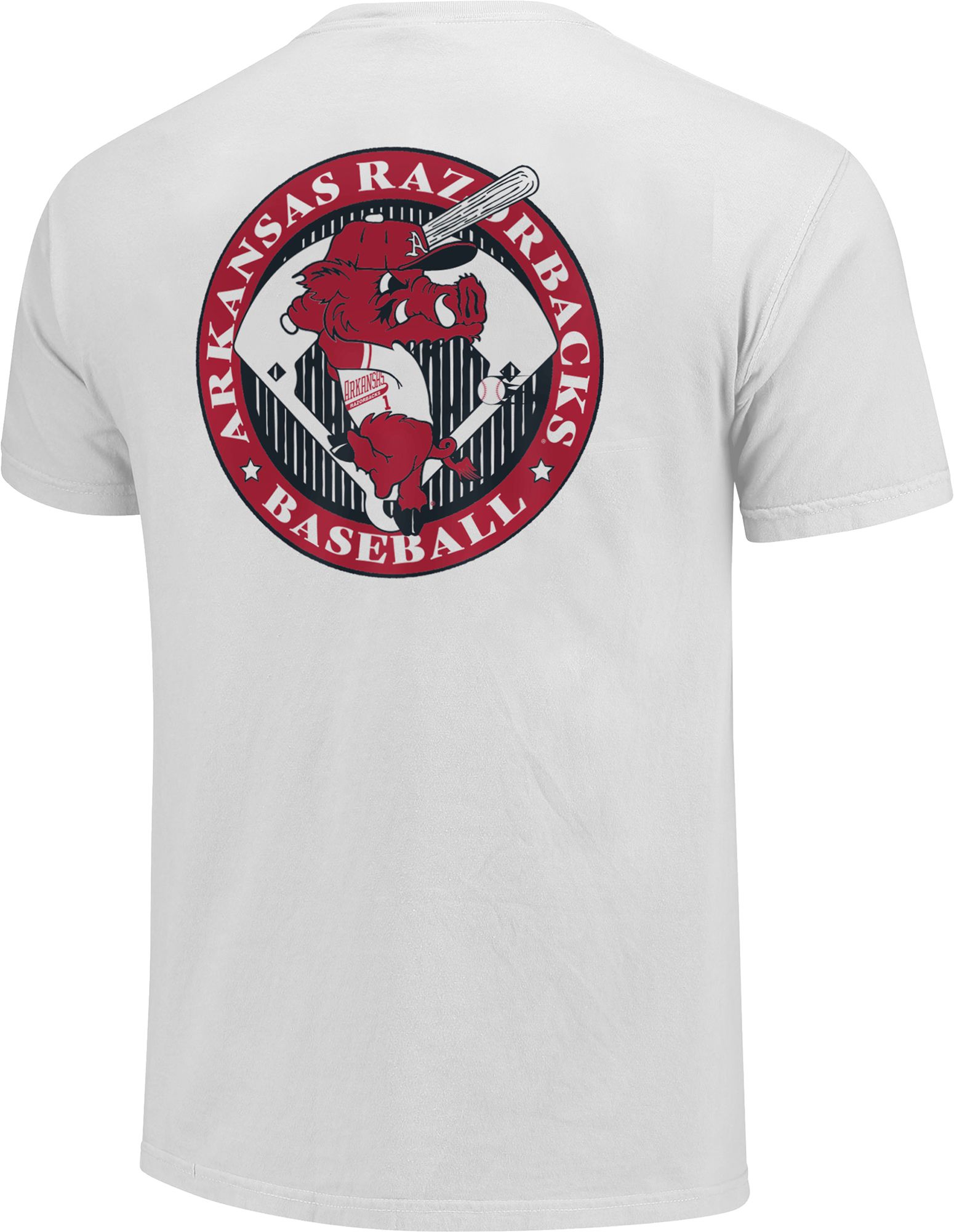 Image One Men's Arkansas Razorbacks White Baseball Circle T-Shirt product image