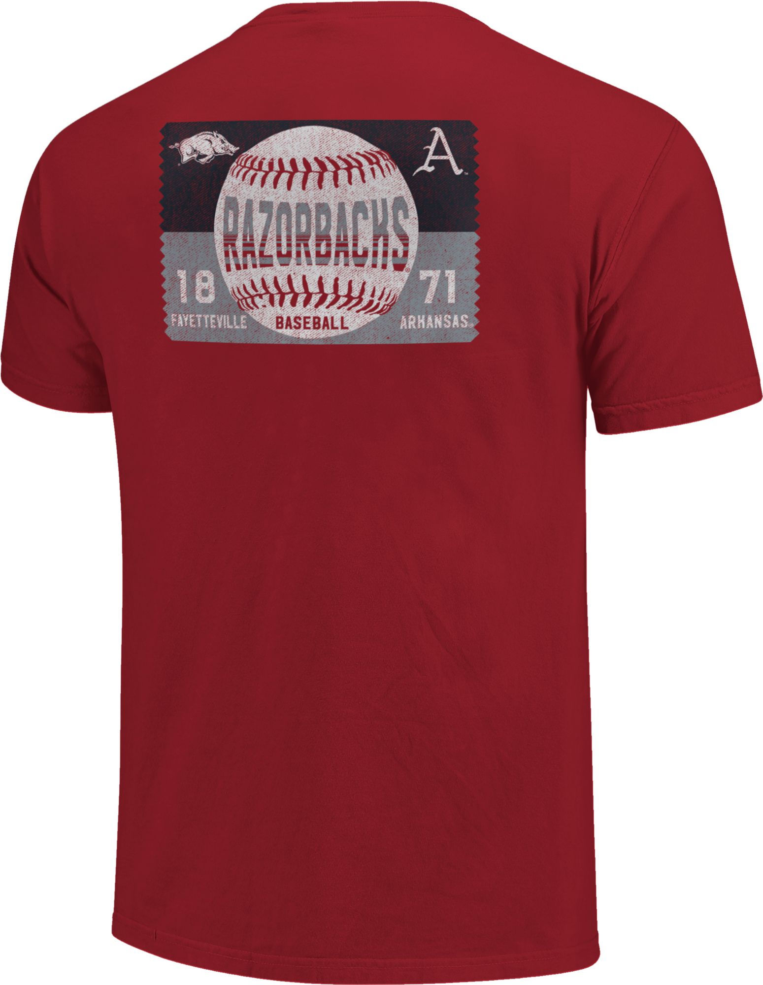 Image One Men's Arkansas Razorbacks Cardinal Baseball Ticket T-Shirt product image