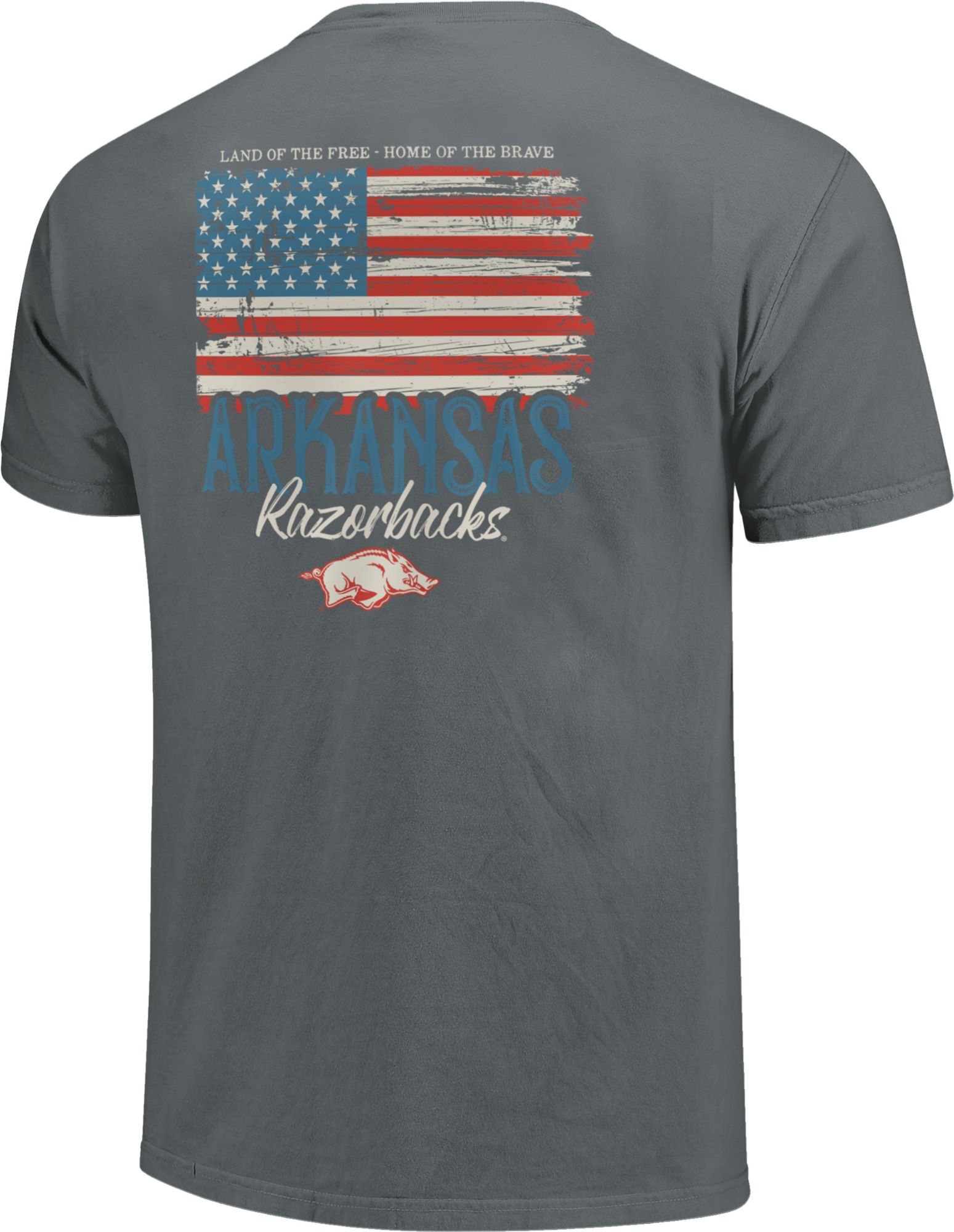 Image One Men's Arkansas Razorbacks Grey Worn Flag T-Shirt product image