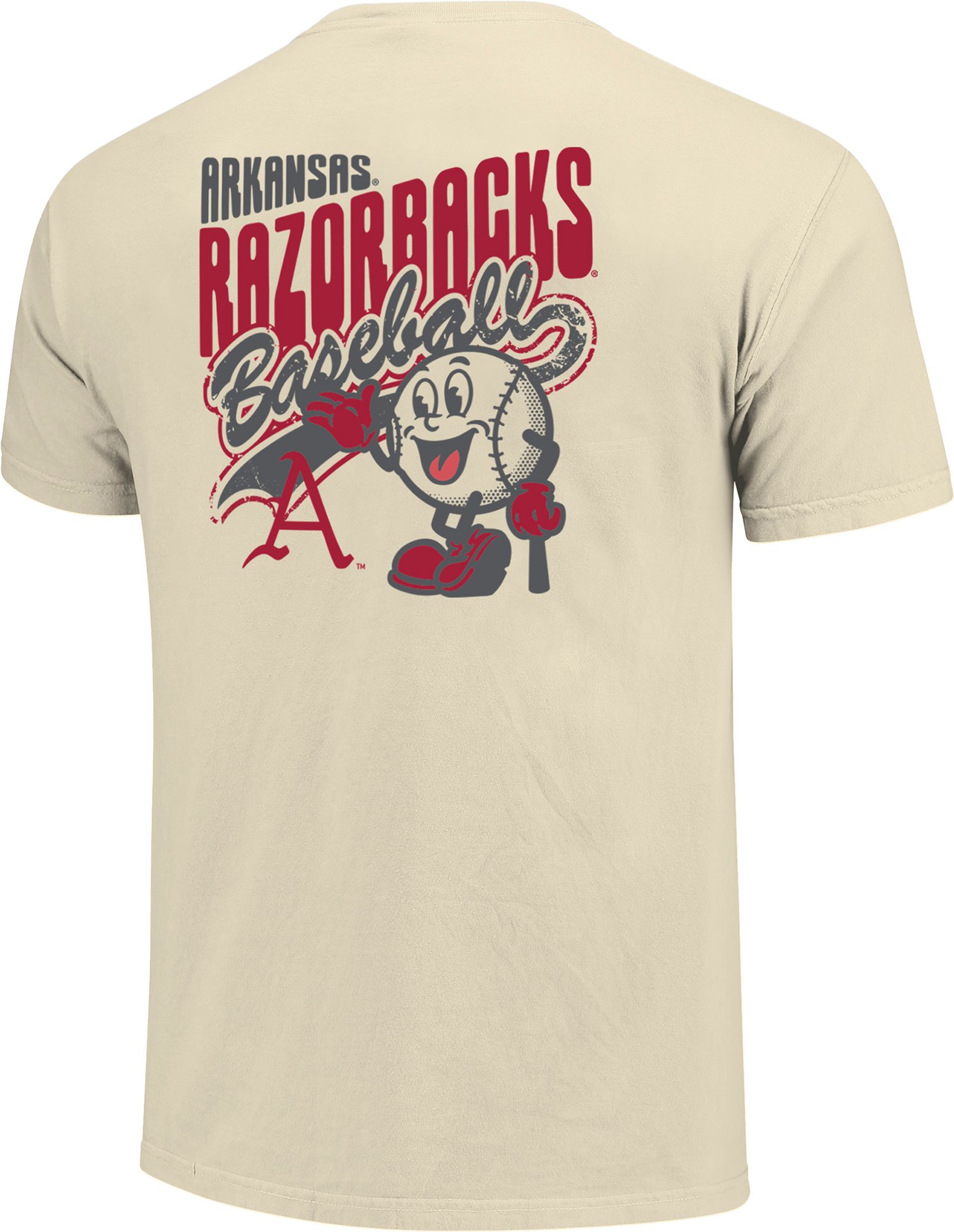 Image One Men's Arkansas Razorbacks Ivory Retro Vibe Baseball T-Shirt product image