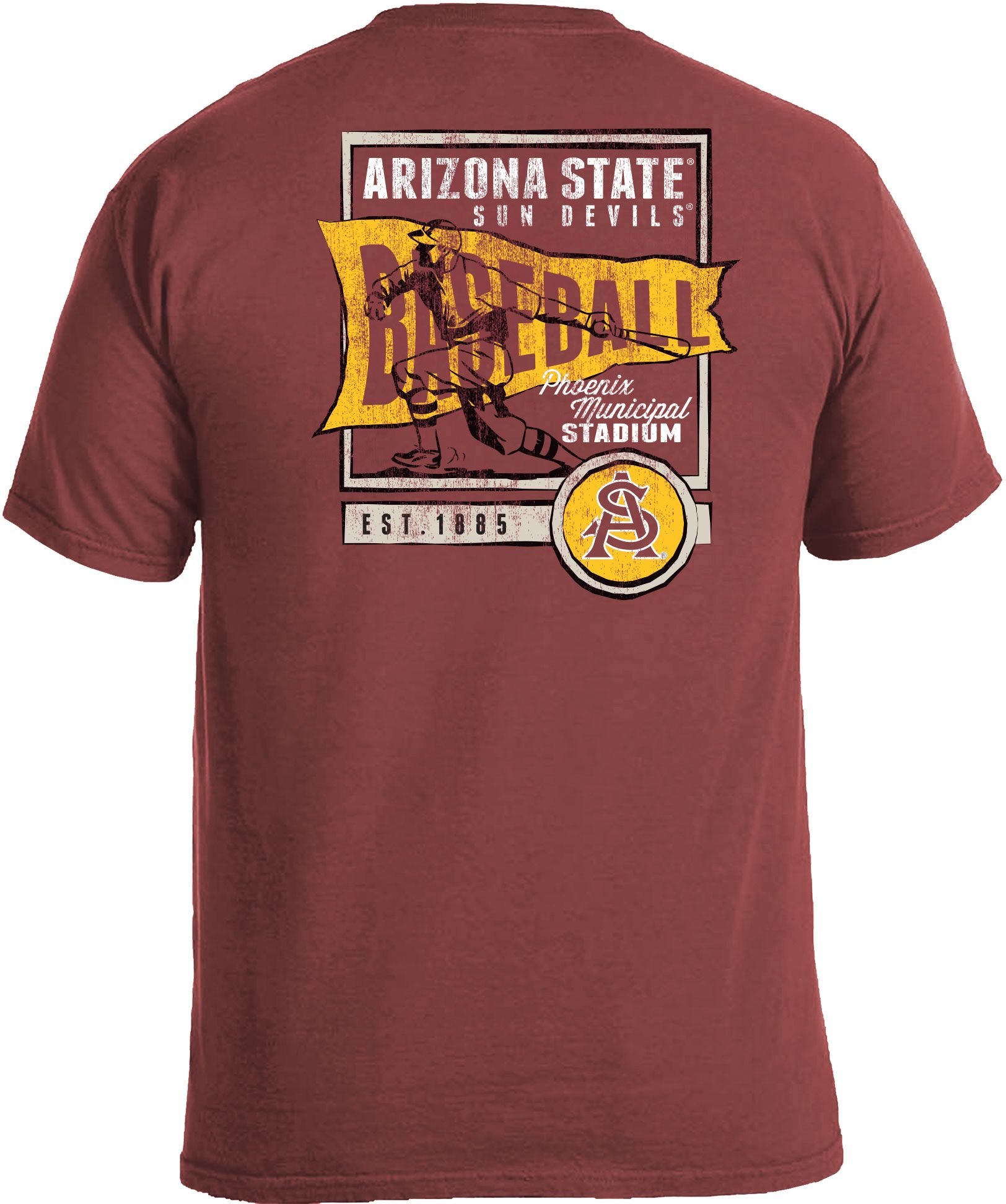 Image One Men's Arizona State Sun Devils Maroon Baseball Flag T-Shirt product image