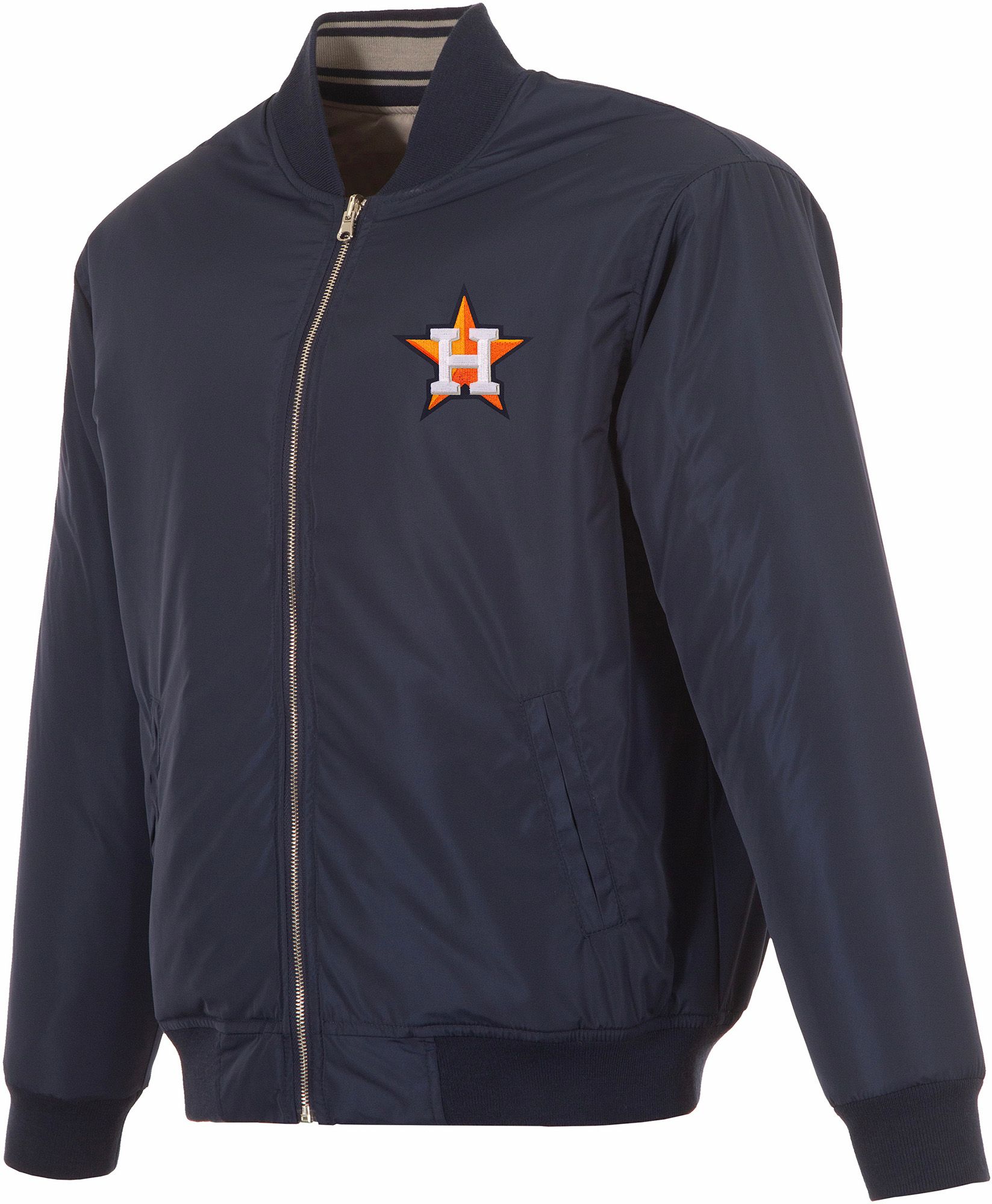 JH Design Men's Houston Astros Full-Zip Reversible Flight Navy Nylon Jacket product image