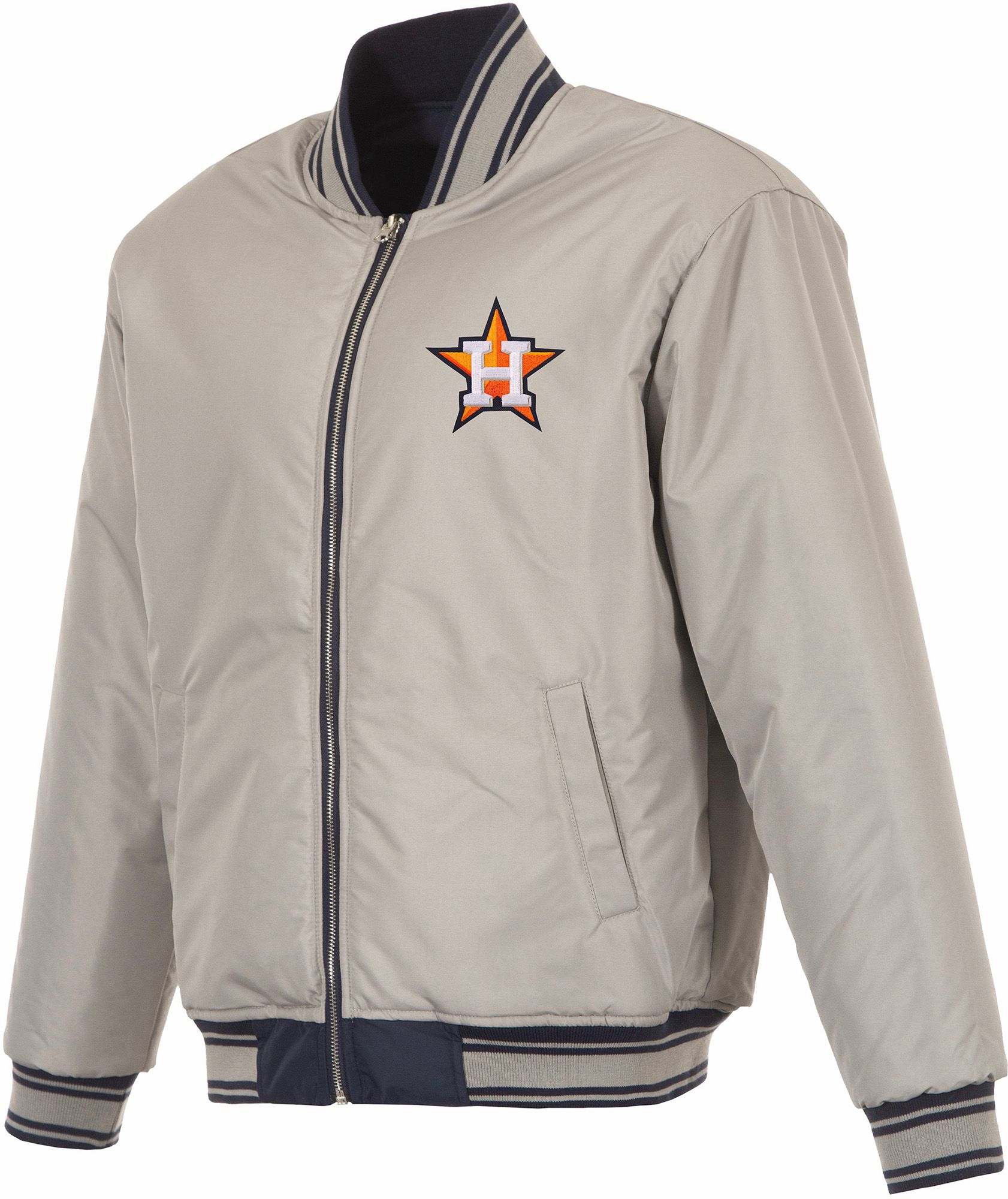 JH Design Men's Houston Astros Full-Zip Reversible Flight Navy Nylon Jacket product image