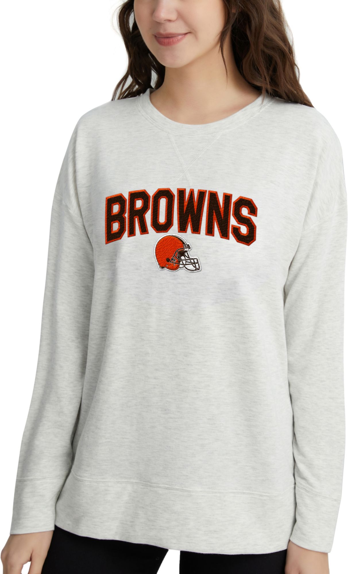Concepts Sport Women's Cleveland Browns Brushed Terry Oatmeal Long Sleeve  Crew Sweatshirt | Dick's Sporting Goods