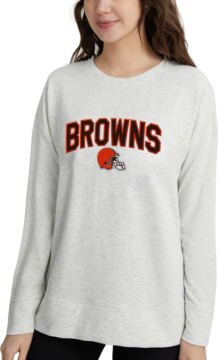 Concepts Sport Women's Cleveland Browns Brushed Terry Oatmeal Long Sleeve  Crew Sweatshirt