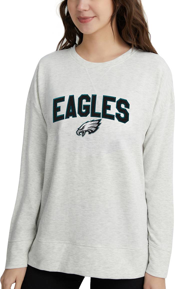 Concepts Sport Women's Philadelphia Eagles Brushed Terry Oatmeal Long  Sleeve Crew Sweatshirt