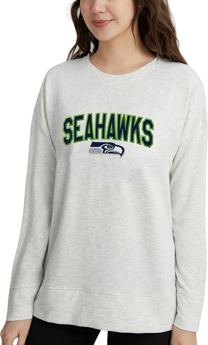 Concepts Sport Women's Seattle Seahawks Brushed Terry Oatmeal Long Sleeve  Crew Sweatshirt