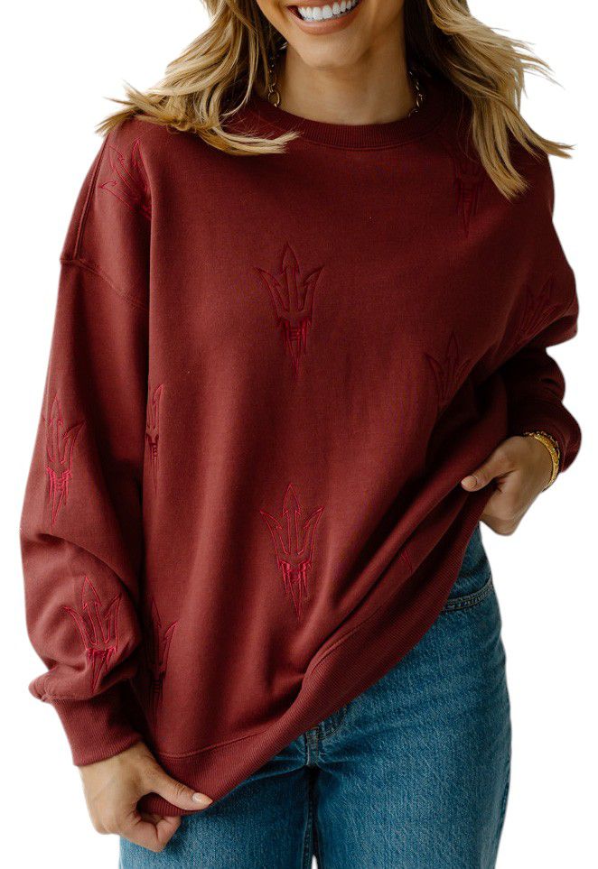 Gameday Social Women's Arizona State Sun Devils Maroon Lantern Crew Pullover Sweatshirt product image