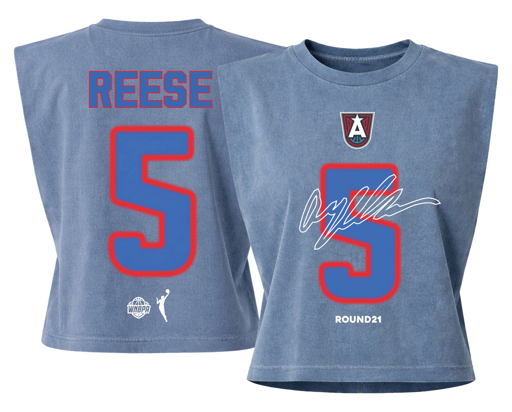 round21 Adult Atlanta Dream Blue Angel Reese #5 Motion Strength T-Shirt product image