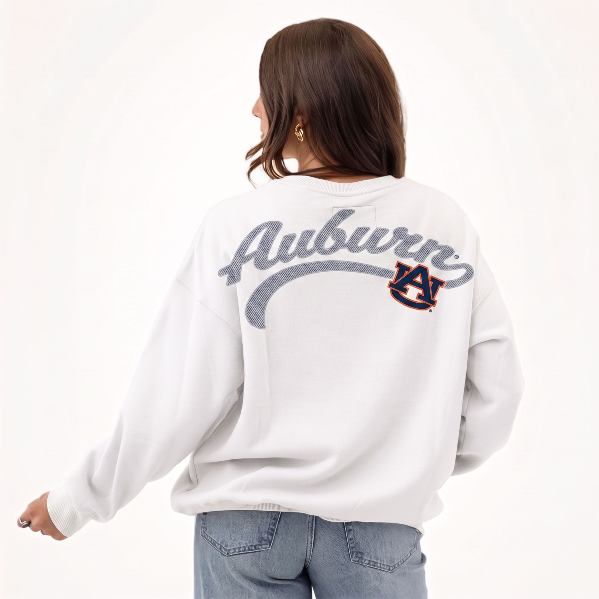 Gameday Social Women's Auburn Tigers White Suave Suede Crewneck Sweatshirt product image