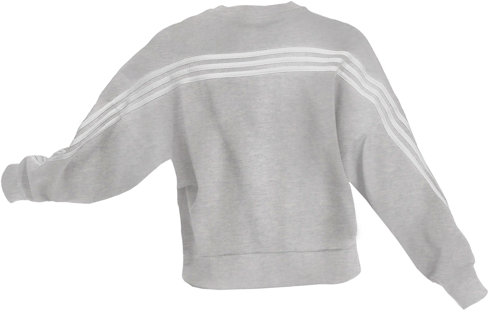 adidas Women's Fresno State Bulldogs Grey 3-Stripe Crew Pullover Sweatshirt product image
