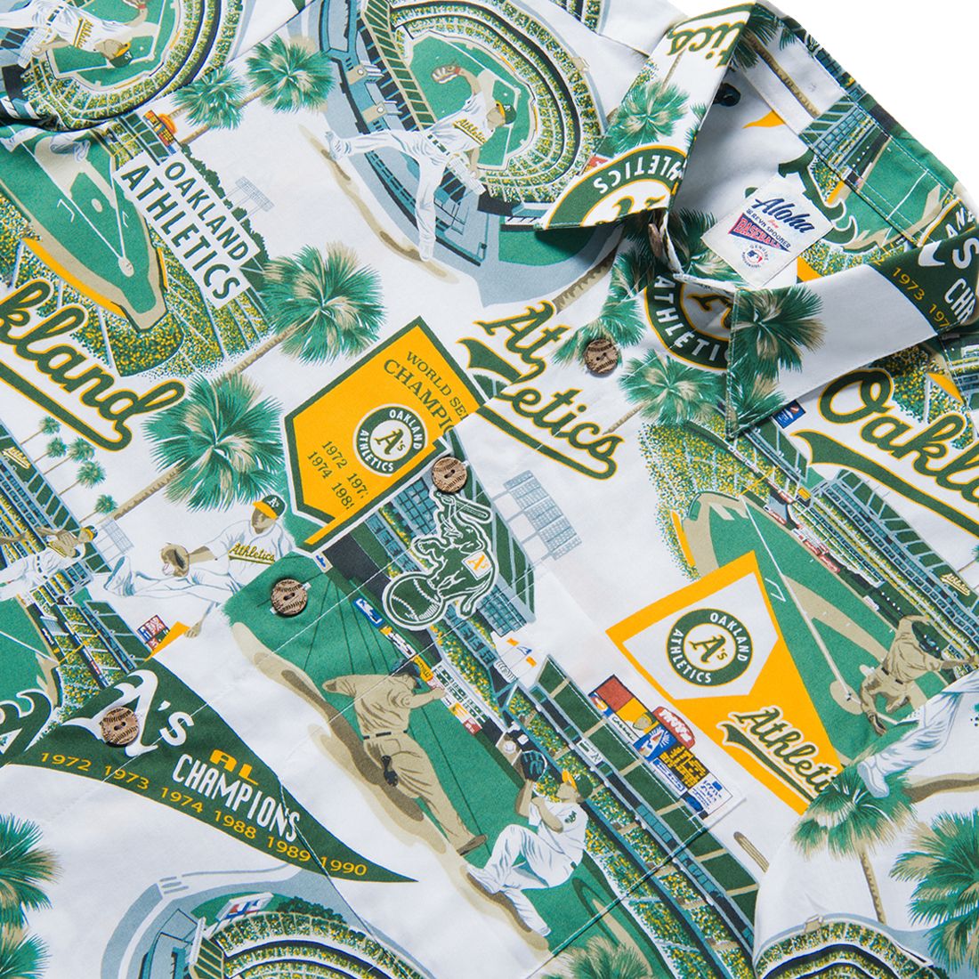 Reyn Spooner Men's Oakland Athletics White Scenic Button-Down Shirt product image