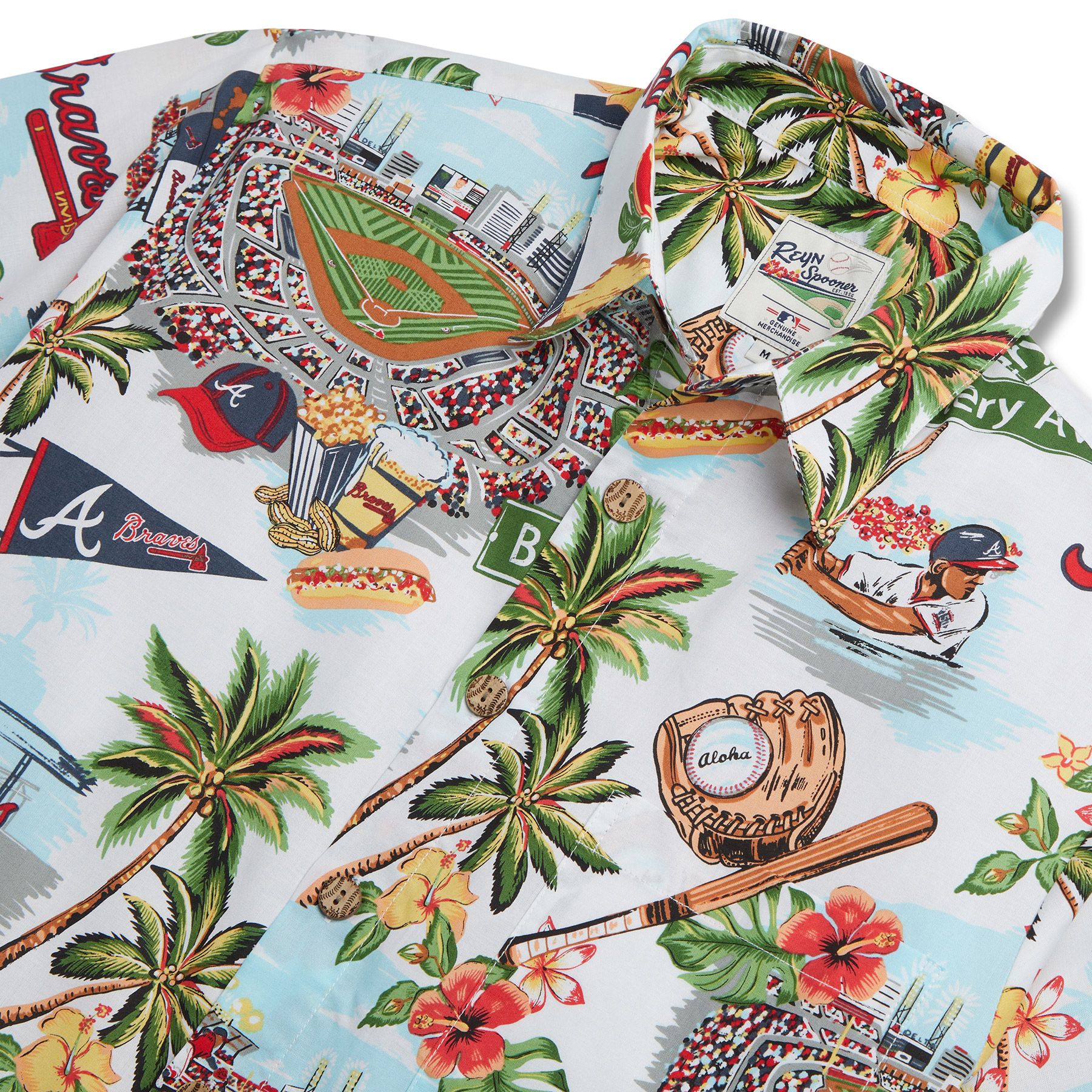 Reyn Spooner Men's Atlanta Braves White Scenic Button-Down Shirt product image