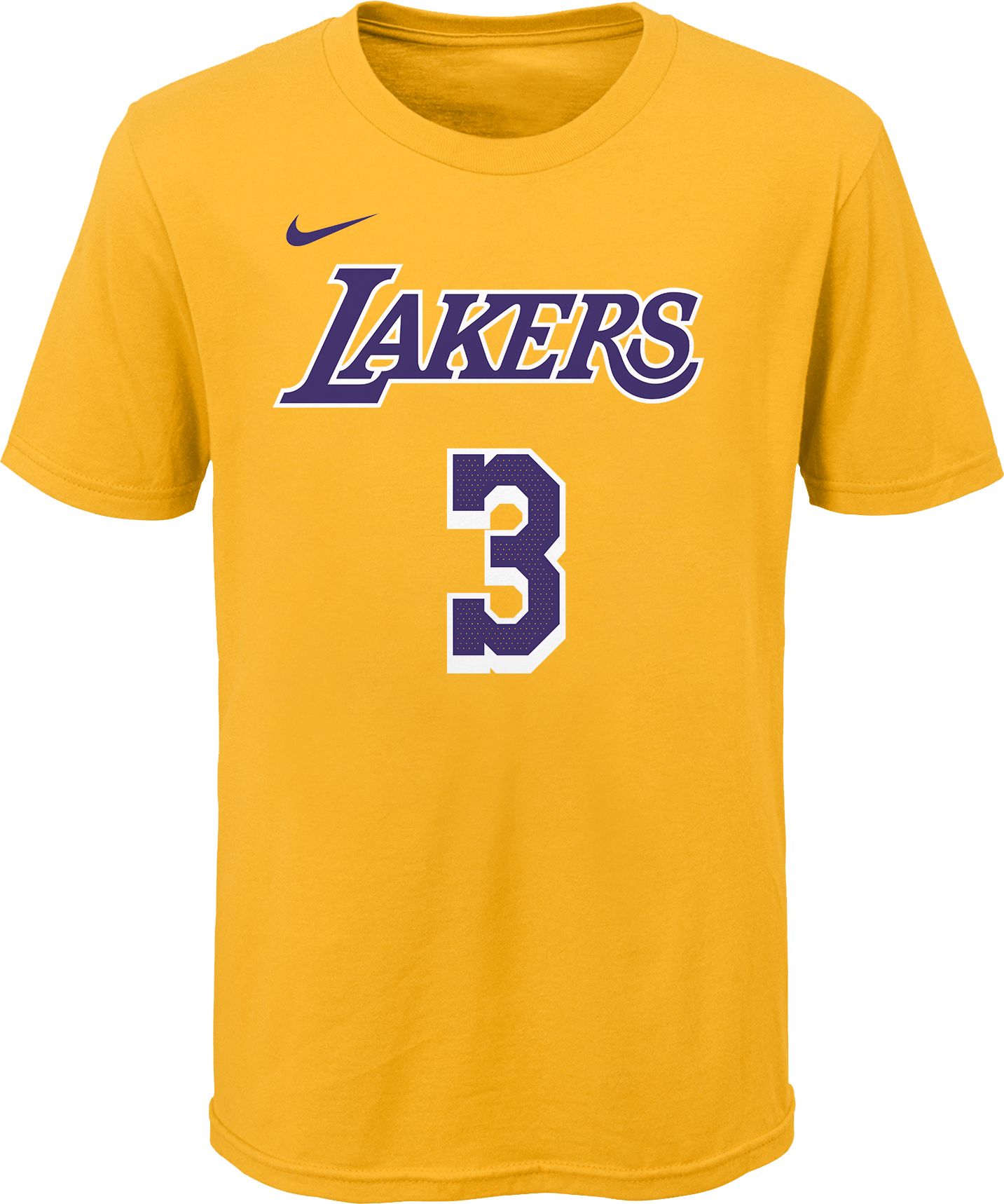 Nike Youth Los Angeles Lakers Anthony Davis #3 Gold Cotton T-Shirt product image