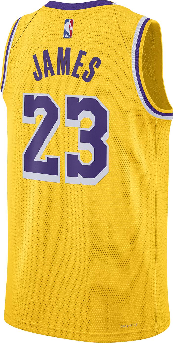 Nike Youth Los Angeles Lakers Anthony Davis #3 Yellow Swingman Jersey, Boys', XL