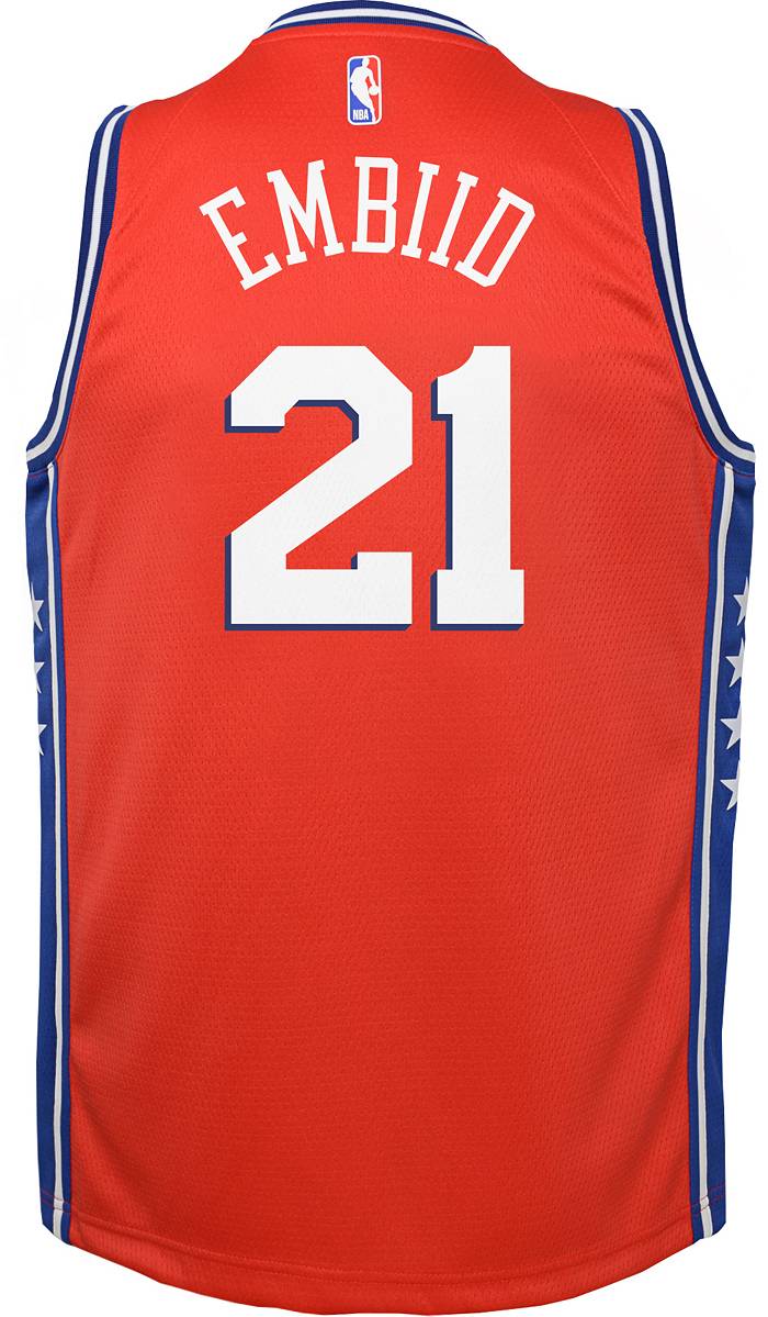 Nike Boys Joel Embiid 76ers City Edition Swingman Jersey - White/Red Size S
