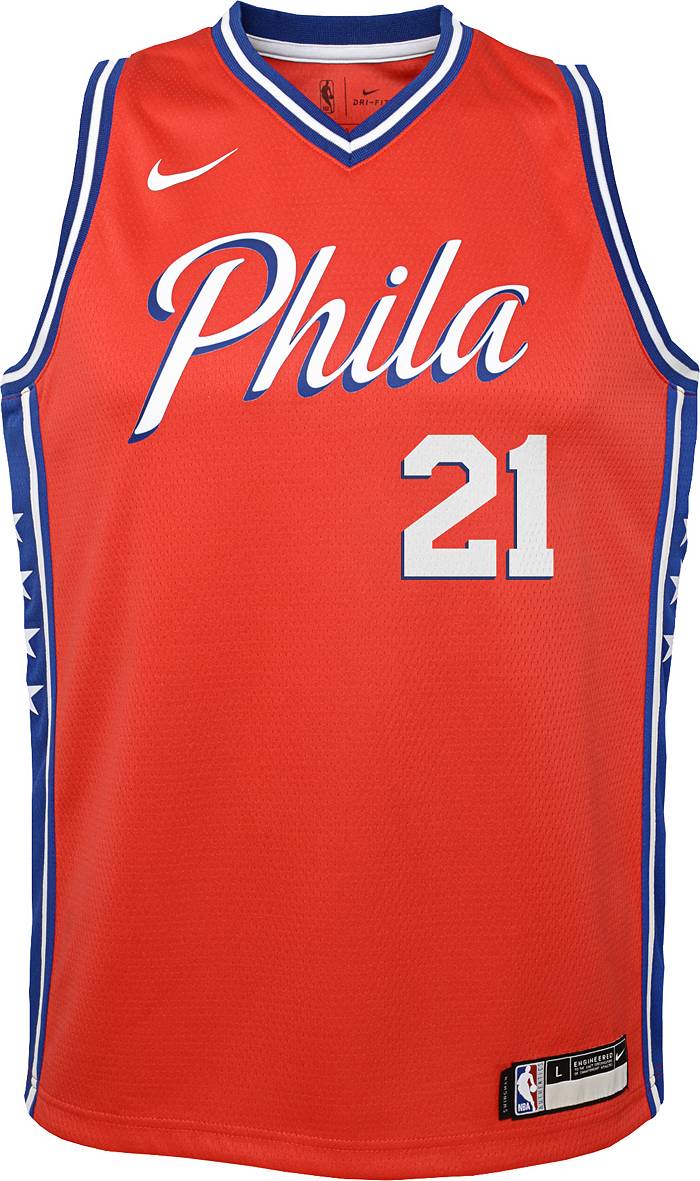 Nike Men's Philadelphia 76ers Joel Embiid #21 Blue Dri-Fit Swingman Jersey, Medium