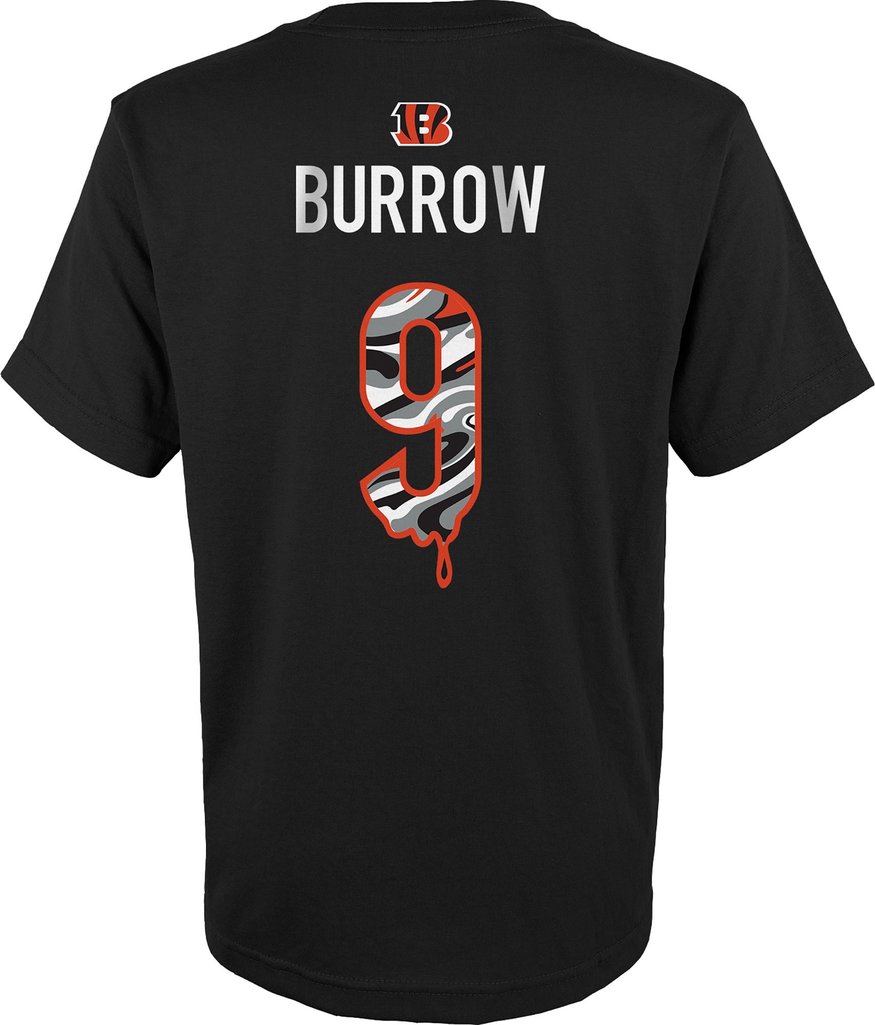 NFL Team Apparel Youth Cincinnati Bengals Joe Burrow #9 Drip Black T-Shirt product image