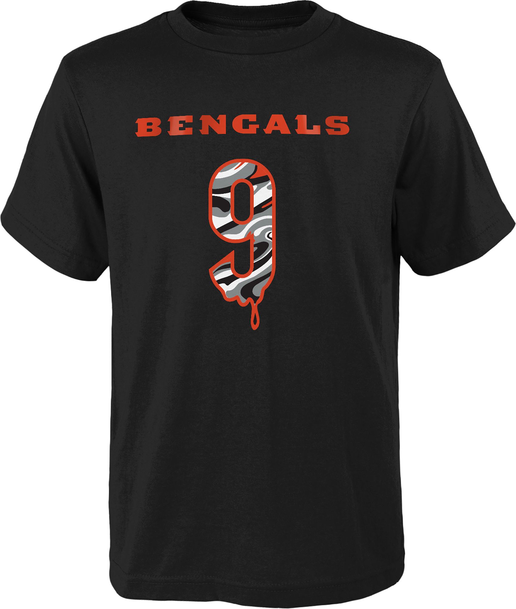 NFL Team Apparel Youth Cincinnati Bengals Joe Burrow #9 Drip Black T-Shirt product image