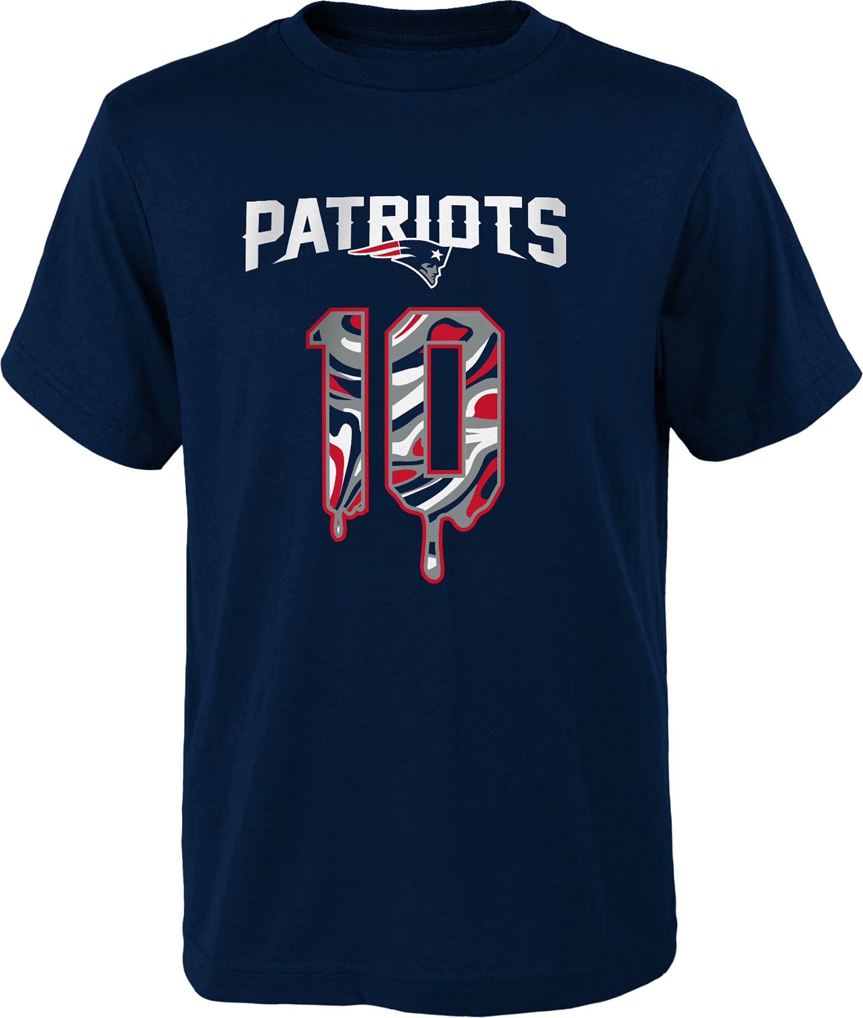 NFL Team Apparel Youth New England Patriots Mac Jones #10 Drip Navy T-Shirt