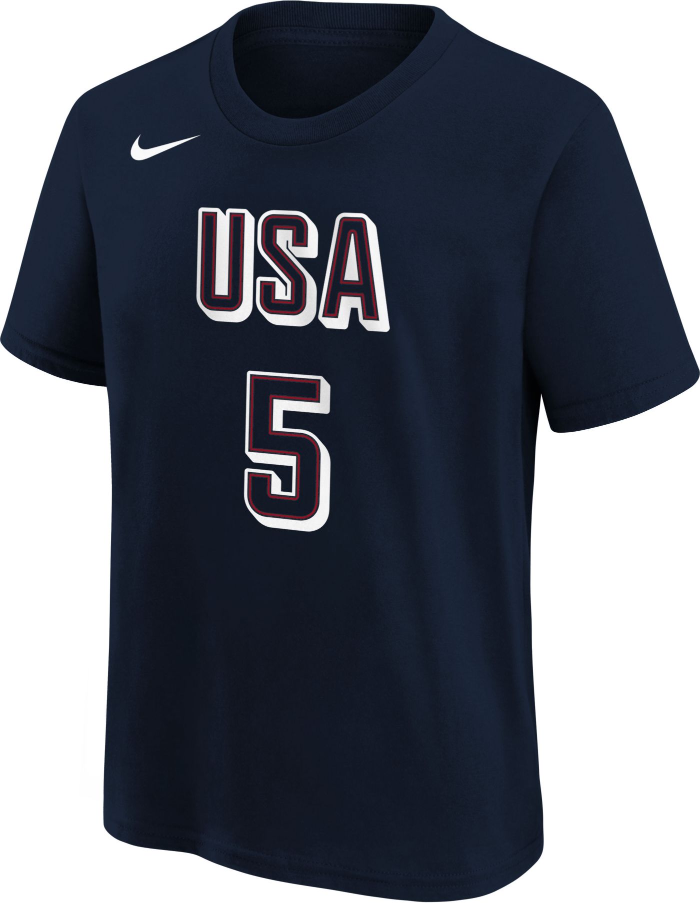 Nike Youth USA 2024 Anthony Edwards 5 Navy T Shirt