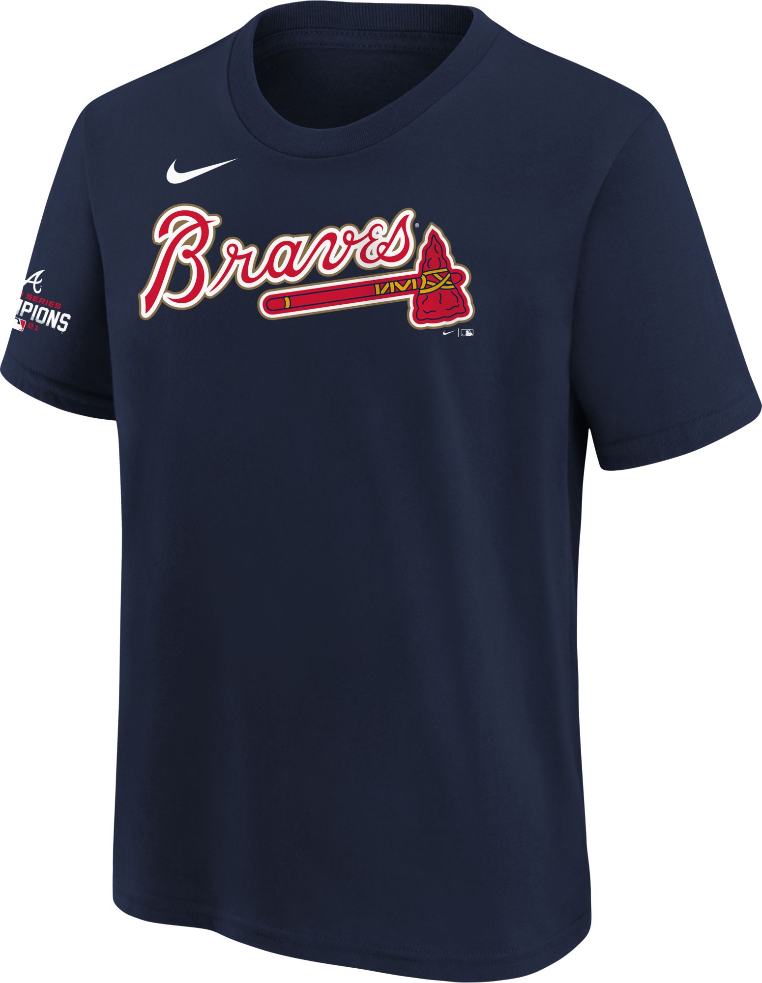 Nike Youth Atlanta Braves Dansby Swanson #7 2022 Gold Collection Navy Logo T-Shirt product image