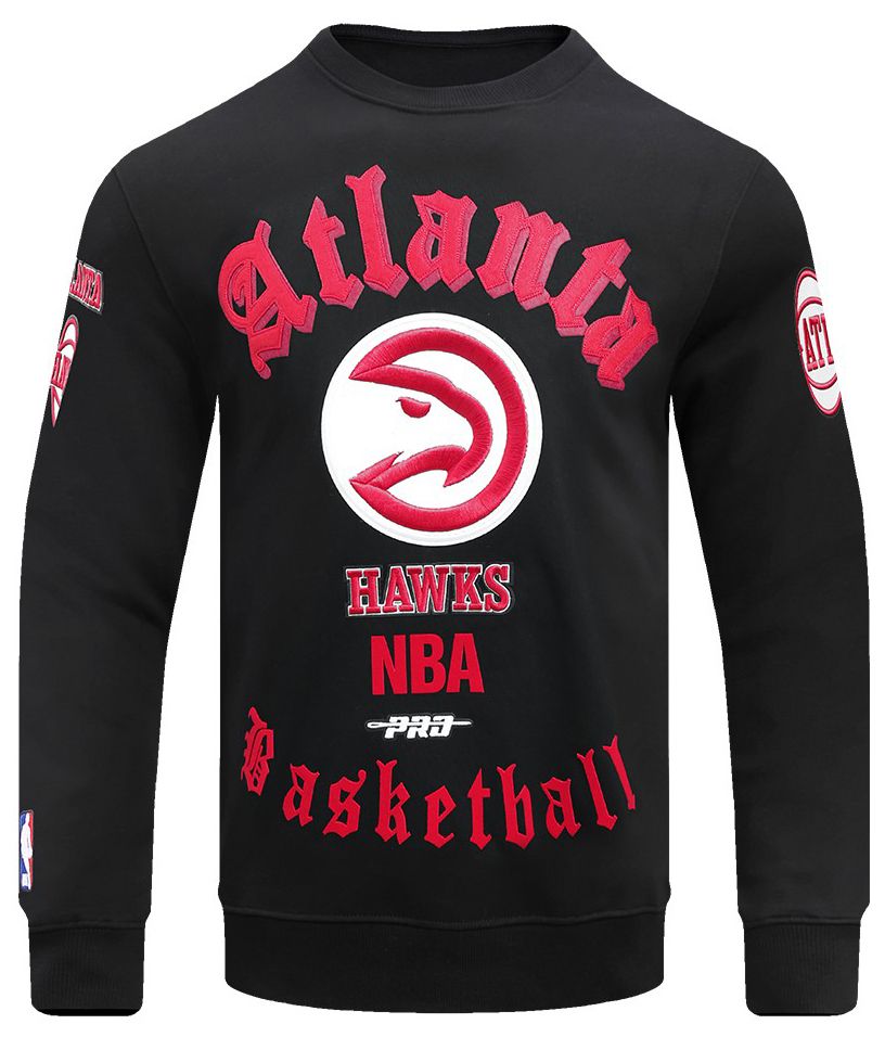 Pro Standard Men's Atlanta Hawks Black Old English Fleece Crewneck Sweatshirt product image