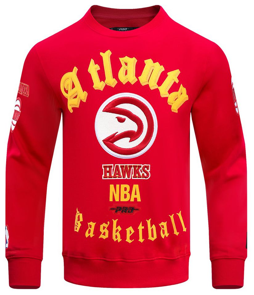 Pro Standard Men's Atlanta Hawks Red Old English Fleece Crewneck Sweatshirt product image