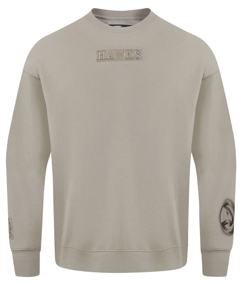Pro Standard Men's Atlanta Hawks Taupe Wingspan Drop Shoulder Fleece Crewneck Sweatshirt product image